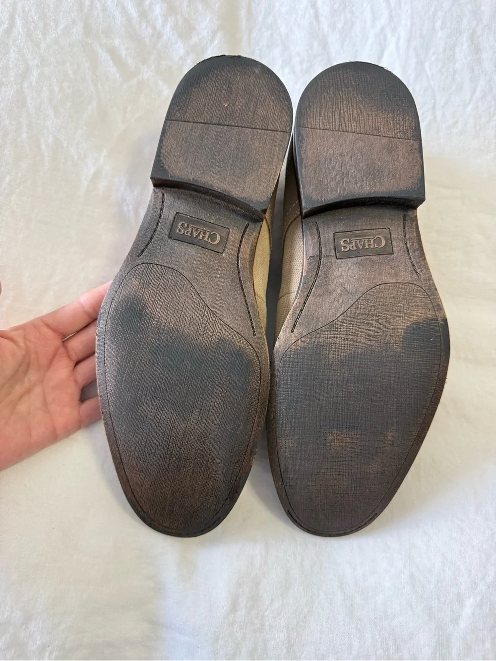CHAPS | Mens 11 | Vandale Shoes Taupe Suede Leather Oxfords Lace Up